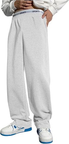 Boy's Baggy Pants Letter Elastic High Waisted Wide Leg Sweatpants Athletic Track Pants Joggers in Saudi Arabia