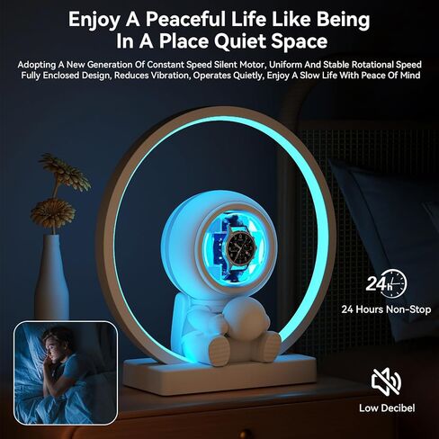 Single Watch Winder for Automatic Watches - Rechargeable Battery Operated, Detachable Travel Design with 5-Color Ambient Light Quiet Motor Watch Spinner Box Cute Watch Winder for Watch Lover in Kuwait