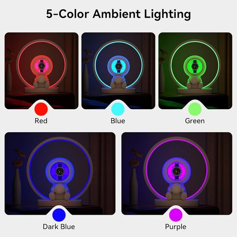 Single Watch Winder for Automatic Watches - Rechargeable Battery Operated, Detachable Travel Design with 5-Color Ambient Light Quiet Motor Watch Spinner Box Cute Watch Winder for Watch Lover in Kuwait