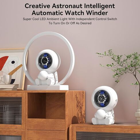 Single Watch Winder for Automatic Watches - Rechargeable Battery Operated, Detachable Travel Design with 5-Color Ambient Light Quiet Motor Watch Spinner Box Cute Watch Winder for Watch Lover in Kuwait