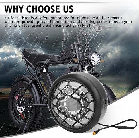 Upgraded LED Headlight Kit For Ridstar Q20/Q20 Pro/Q20, Lite Headlight, 48V OEM 6000K Headlamp -3 Pin Connector-Waterproof Aluminum Alloy High Brightness Front Headlamp Bulbs Light ﻿ ﻿ in Saudi Arabia