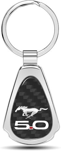 iPick Image for Ford Mustang 5.0 Real Black Carbon Fiber Metal Teardrop Key Chain in Saudi Arabia