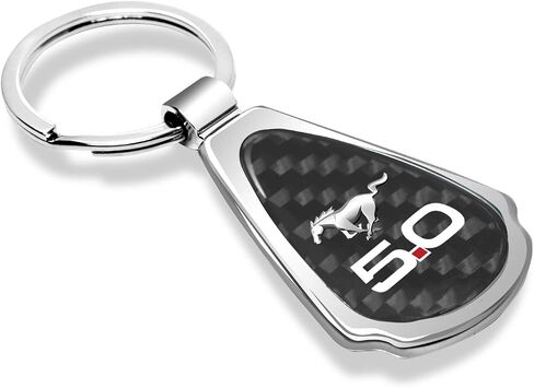 iPick Image for Ford Mustang 5.0 Real Black Carbon Fiber Metal Teardrop Key Chain in Saudi Arabia