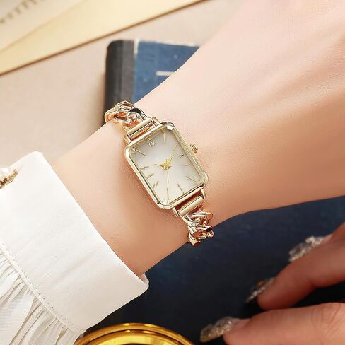 Gold Watches for Women Luxury Square Womens Casual Watches Fashion Simple Quartz Watch Stainless Steel Female Bracelet Watch ﻿ ﻿ in Saudi Arabia