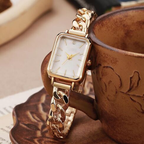 Gold Watches for Women Luxury Square Womens Casual Watches Fashion Simple Quartz Watch Stainless Steel Female Bracelet Watch ﻿ ﻿ in Saudi Arabia