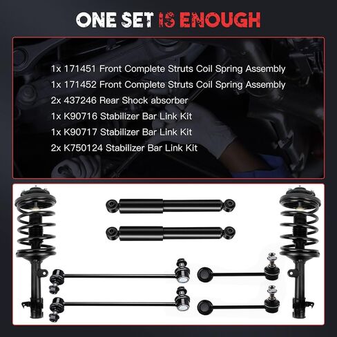 2x 171451 171452 Front Complete Struts Coil Spring Assembly 2x 437246 Rear Shock Absorber 4x Stabilizer Bar Link Kit Replacement for Honda Pilot 2006 2007 2008 in Saudi Arabia