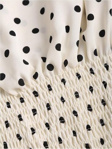 GORGLITTER Women's Polka Dots Boat Neck Tank Top Ruffle Tie Shoulder Smocked Going Out Y2k VestTops in Saudi Arabia