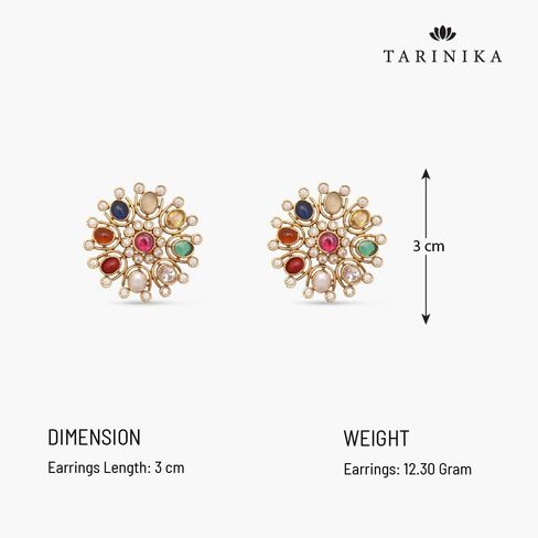 TARINIKA نحاس مطلي بالذهب مكعب زركونيا (CZ) حلق هندي مرصع باللؤلؤ للنساء مجوهرات هندية تصميم ديسي سماعة أذن مثالية للمناسبات غير الرسمية هدية لها in Kuwait