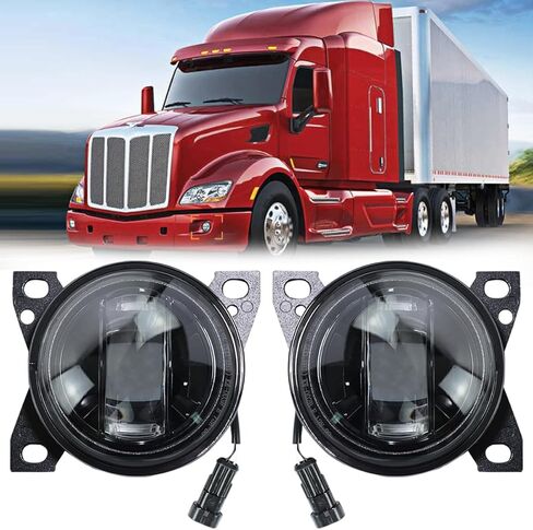 Fog Lights Assembly LED fit for Peterbilt 579(2013-2022), Peterbilt 587(2013-2022), Kenworth T660(2013-2021) Fog Lamp Driver and Passenger Side Semi Truck (Black) in Saudi Arabia