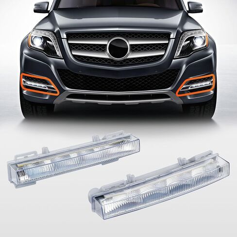 1 زوج LED ضوء النهار الجري DRL مصباح الضباب متوافق مع مرسيدس بنز W166 ML350 ML550 ML63AMG 2013-2014 X204 GLK250 GLK350 2013-2015 يستبدل A2049065401 A2049065501 in Saudi Arabia