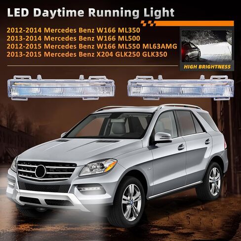 1 زوج LED ضوء النهار الجري DRL مصباح الضباب متوافق مع مرسيدس بنز W166 ML350 ML550 ML63AMG 2013-2014 X204 GLK250 GLK350 2013-2015 يستبدل A2049065401 A2049065501 in Saudi Arabia