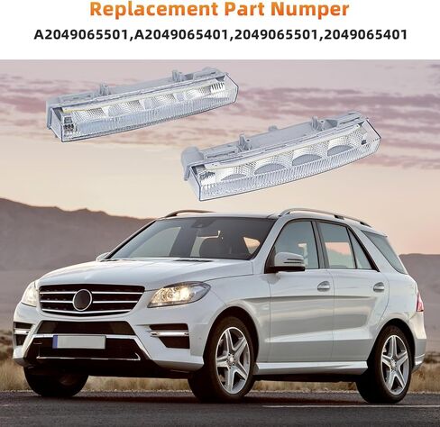 1 زوج LED ضوء النهار الجري DRL مصباح الضباب متوافق مع مرسيدس بنز W166 ML350 ML550 ML63AMG 2013-2014 X204 GLK250 GLK350 2013-2015 يستبدل A2049065401 A2049065501 in Saudi Arabia
