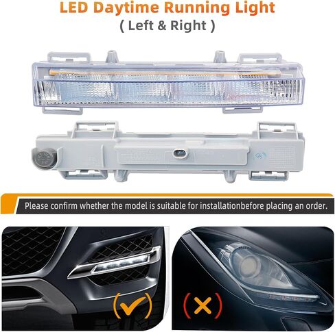 1 زوج LED ضوء النهار الجري DRL مصباح الضباب متوافق مع مرسيدس بنز W166 ML350 ML550 ML63AMG 2013-2014 X204 GLK250 GLK350 2013-2015 يستبدل A2049065401 A2049065501 in Saudi Arabia