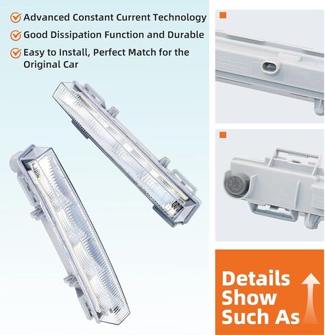 1 زوج LED ضوء النهار الجري DRL مصباح الضباب متوافق مع مرسيدس بنز W166 ML350 ML550 ML63AMG 2013-2014 X204 GLK250 GLK350 2013-2015 يستبدل A2049065401 A2049065501 in Saudi Arabia