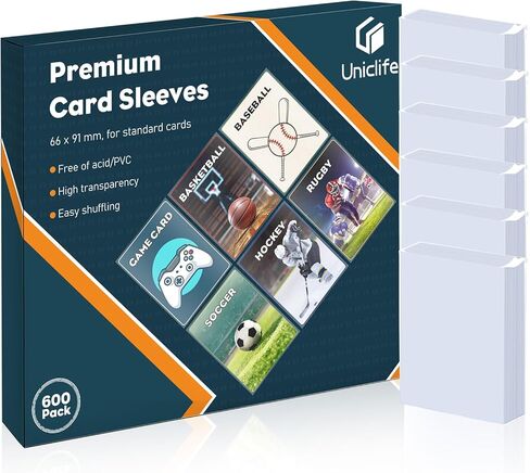 Uniclife 300 Counts Thickened Trading Card Sleeves Ultra Clear Penny Sleeves for Trading Cards Baseball Card Sleeves Card Protectors for Sports Cards MTG Cards Football Cards Yugioh Cards, 66 x 91 mm in Kuwait