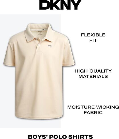 DKNY Boys' Polo Shirt - 2 Pack Active Short Sleeve School Uniform Golf Shirts for Boys, Quick Dry Performance Fabric (8-20) in Saudi Arabia