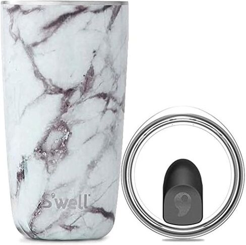 S'well Stainless Steel Tumbler with Clear Slide-Open Lid-18 Fl Oz-Blue Granite Triple-Layered Vacuum-Insulated Containers Keeps Drinks Cold for 12 Hot for 4 Hours-BPA-Free Water Bottle, 18 oz in Kuwait
