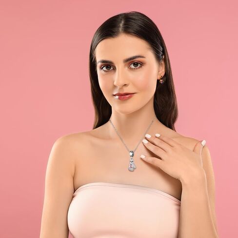 Tondiamo 10 Sets Breast Cancer Awareness Necklaces Bulk Pink Ribbon Crystal Charms Boxing Glove Fight Gift Necklaces with Encouragement Cards for Women Charity Survivor Campaign Party Favors in Saudi Arabia