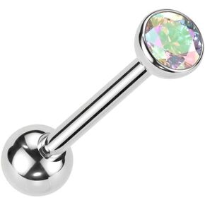 Pierced Owl 14GA F136 Implant Grade Titanium Threadless Push In CZ Crystal Top Barbell in Kuwait