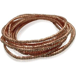 GUESS Rose-Gold-Tone 10 Stackable Clear Rhinestone Stretch Bracelet Set in Kuwait