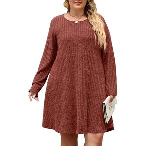 BELAROI Plus Size Sweater Dress Casual Long Sleeve Fall Winter Dresses with Pockets in Saudi Arabia