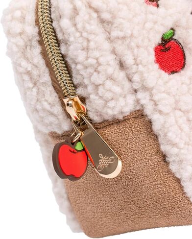 حقيبة مستحضرات التجميل من Impressions Vanity Hello Kitty Harvest للمحفظة، منظم حقيبة مكياج للسفر مع جيب خارجي منزلق، عمل فني Hello Kitty Apple، شيربا صناعي، توقيع متصل مطرز in Kuwait
