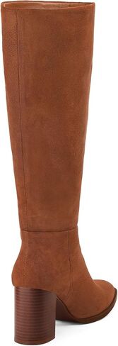 MUCCCUTE Knee High Boots for Women - Square Toe Chunky Block Heel Boots with Side Zipper Pull On PU Tall Boots in Kuwait