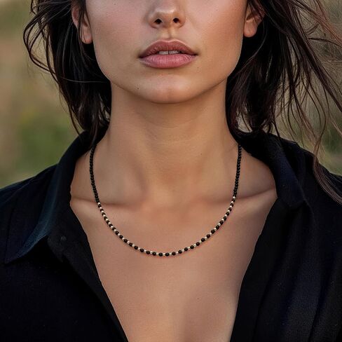Ross-Simons 3mm Onyx and 10kt Yellow Gold Bead Necklace in Saudi Arabia