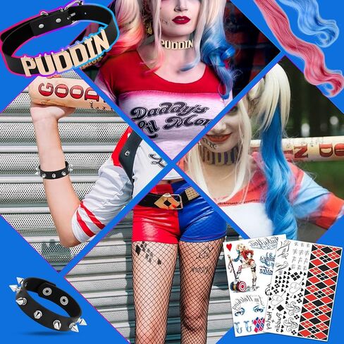 11 قطعة Puddin Choker Halloween مجموعة قابلة للتعديل من الجلد البانك طوق الحروف قلادة الوشم ملصقات المسامير سبايك سوار الهالوين هارلي كوسبلاي اكسسوارات للنساء in Saudi Arabia