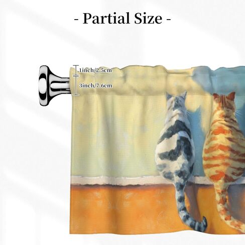Cute Cat Curtain Valance Short Rod Pocket Window Treatment for Living Room Bedroom Kitchen Bathroom 1 Panel 54" W x 18" L in Kuwait