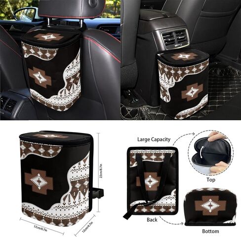 CLOHOMIN Aztec Western Car Seat Cover Set of 15 Geometric Auto Steering Wheel Cover Seat Belt Strap Pad Cup Holder Trash Bag Air Vent Organizer Rear View Mirror Protector Keychain in Kuwait