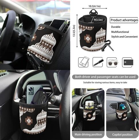 CLOHOMIN Aztec Western Car Seat Cover Set of 15 Geometric Auto Steering Wheel Cover Seat Belt Strap Pad Cup Holder Trash Bag Air Vent Organizer Rear View Mirror Protector Keychain in Kuwait