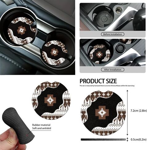 CLOHOMIN Aztec Western Car Seat Cover Set of 15 Geometric Auto Steering Wheel Cover Seat Belt Strap Pad Cup Holder Trash Bag Air Vent Organizer Rear View Mirror Protector Keychain in Kuwait