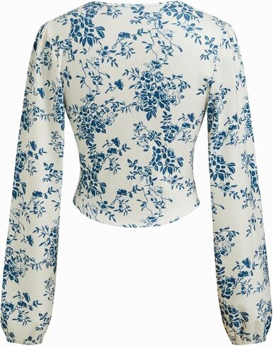CIDER Floral Print Long Sleeve Crop Top V Neck Blouse Women Fashion in Saudi Arabia