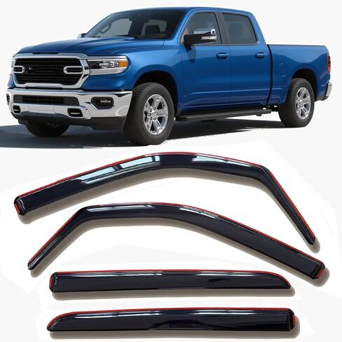 Rain Guards Window Visors for 2015-2024 Ford F150, 2017-2024 Ford F150 Raptor/F250/F350/F450, 17-22 F550 Super Duty Super Cab Extended Cab, Vent Wind Deflectors Shade Smoke Tinted 94974 in Kuwait