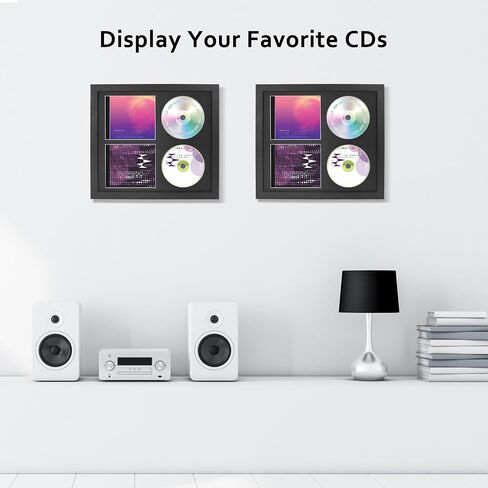 Double CD Display Frame Case 14.2"x12.8", Signed Record Discs Holder with Real Glass, Wall Hangin Music Decor, Black Mat in Kuwait
