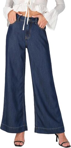 Wide Leg Sweatpant Jeans Woman Pull on High Waisted Baggy Loose Trendy Denim Pants in Saudi Arabia