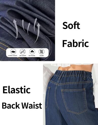 Wide Leg Sweatpant Jeans Woman Pull on High Waisted Baggy Loose Trendy Denim Pants in Saudi Arabia