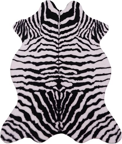 Zebra Rug for Living Room Decor - Faux Fur Animal Print Carpet， Perfect for Western, Rustic, or Boho Themes (Zebra, 3.6x2.5 ft) in Saudi Arabia
