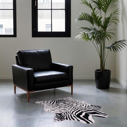 Zebra Rug for Living Room Decor - Faux Fur Animal Print Carpet， Perfect for Western, Rustic, or Boho Themes (Zebra, 3.6x2.5 ft) in Saudi Arabia