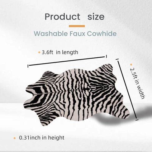 Zebra Rug for Living Room Decor - Faux Fur Animal Print Carpet， Perfect for Western, Rustic, or Boho Themes (Zebra, 3.6x2.5 ft) in Saudi Arabia