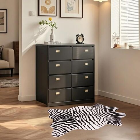 Zebra Rug for Living Room Decor - Faux Fur Animal Print Carpet， Perfect for Western, Rustic, or Boho Themes (Zebra, 3.6x2.5 ft) in Saudi Arabia