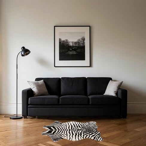 Zebra Rug for Living Room Decor - Faux Fur Animal Print Carpet， Perfect for Western, Rustic, or Boho Themes (Zebra, 3.6x2.5 ft) in Saudi Arabia