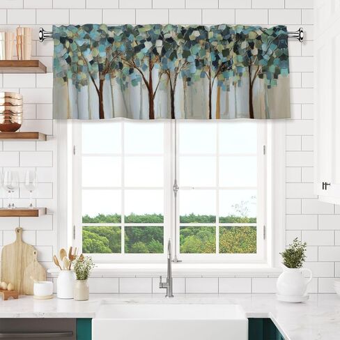 Cute Cat Curtain Valance Short Rod Pocket Window Treatment for Living Room Bedroom Kitchen Bathroom 1 Panel 54" W x 18" L in Kuwait