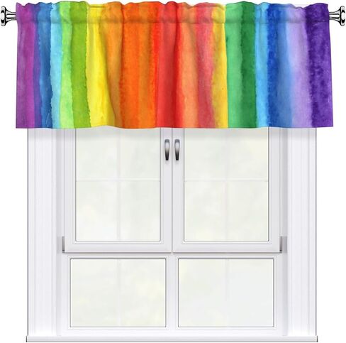 Cute Cat Curtain Valance Short Rod Pocket Window Treatment for Living Room Bedroom Kitchen Bathroom 1 Panel 54" W x 18" L in Kuwait
