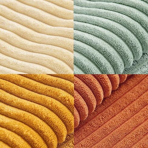 MIULEE Teal Orange Decorative Throw Pillow Covers 18x18 Inch Set of 4 Boho Corduroy Striped Cushion Cases Modern Farmhouse Patchwork Pillow Cases for Couch Sofa Bedroom Fall Home Decor in Saudi Arabia