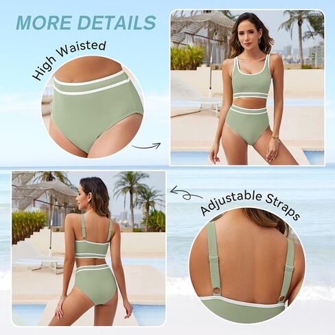 American Trends Womens Bikini Sets Two Piece Swimsuit for Women High Waisted Swim Suit 2025 Sporty Bathing Suit in Saudi Arabia