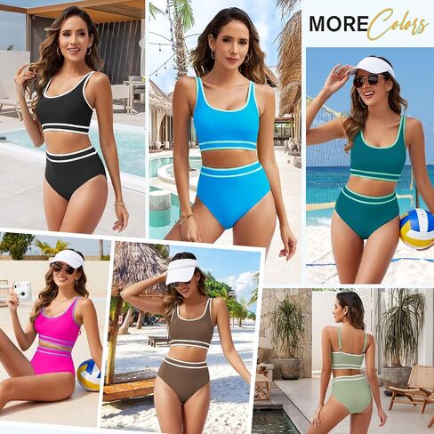 American Trends Womens Bikini Sets Two Piece Swimsuit for Women High Waisted Swim Suit 2025 Sporty Bathing Suit in Saudi Arabia
