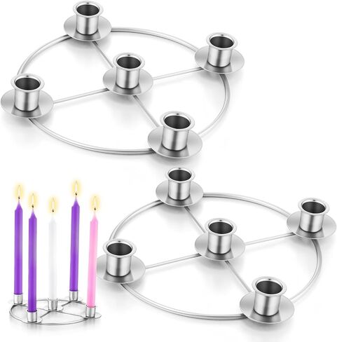 1 Pack Christmas Advent Wreath Candle Holder 5 Candle 8.5 Inch Advent Wreath Ring Table Decoration Xmas Metal Ring for Christmas Holiday Home Decor (Gold) in Saudi Arabia