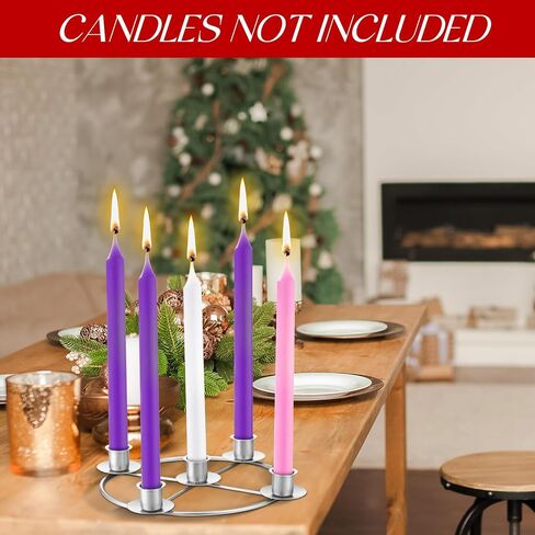 1 Pack Christmas Advent Wreath Candle Holder 5 Candle 8.5 Inch Advent Wreath Ring Table Decoration Xmas Metal Ring for Christmas Holiday Home Decor (Gold) in Saudi Arabia